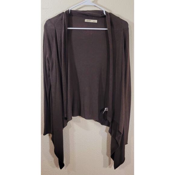 Old Navy Brown Draped Open Front Cardigan Sweater Small Pointed Hem Lightweight - Picture 6 of 6